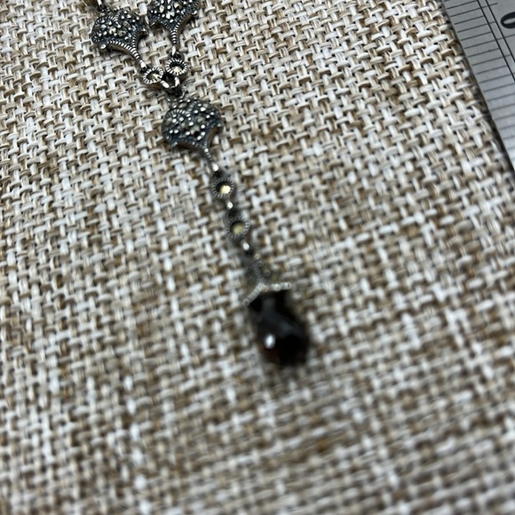 Vintage Sparkle ✨ Suspicion 925 Silver & Marcasite Elegance Necklace 🖤 - Picture 7 of 13